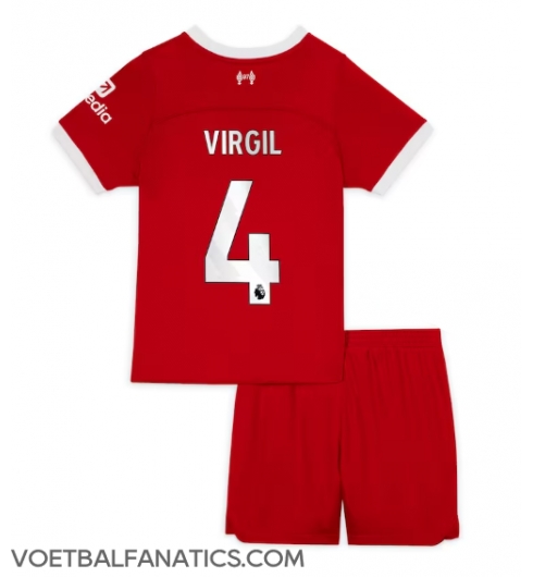 Liverpool Virgil van Dijk #4 Thuis tenue voor kinderen 2023-24 Korte Mouwen (+ broek)