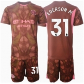 Manchester City Ederson Moraes #31 Keeper Thuis tenue voor kinderen 2024-25 Korte Mouwen (+ broek)