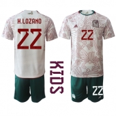 Mexico Hirving Lozano #22 Uit tenue voor kinderen WK 2022 Korte Mouwen (+ broek)