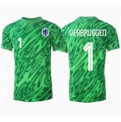 Nederland Bart Verbruggen #1 Keeper Thuis tenue EK 2024 Korte Mouwen