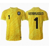 Nederland Bart Verbruggen #1 Keeper Uit tenue EK 2024 Korte Mouwen