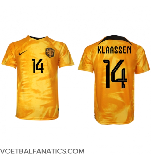 Nederland Davy Klaassen #14 Thuis tenue WK 2022 Korte Mouwen