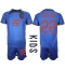 Nederland Denzel Dumfries #22 Uit tenue voor kinderen WK 2022 Korte Mouwen (+ broek)