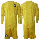 Nederland Keeper Uit tenue voor kinderen EK 2024 Lange Mouwen (+ broek)