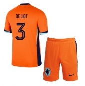 Nederland Matthijs de Ligt #3 Thuis tenue voor kinderen EK 2024 Korte Mouwen (+ broek)