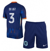 Nederland Matthijs de Ligt #3 Uit tenue voor kinderen EK 2024 Korte Mouwen (+ broek)