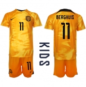 Nederland Steven Berghuis #11 Thuis tenue voor kinderen WK 2022 Korte Mouwen (+ broek)