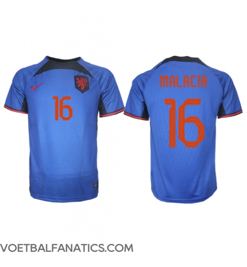 Nederland Tyrell Malacia #16 Uit tenue WK 2022 Korte Mouwen