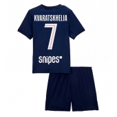 Paris Saint-Germain Khvicha Kvaratskhelia #7 Thuis tenue voor kinderen 2025-26 Korte Mouwen (+ broek)