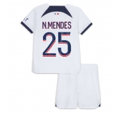 Paris Saint-Germain Nuno Mendes #25 Uit tenue voor kinderen 2023-24 Korte Mouwen (+ broek)