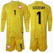Polen Wojciech Szczesny #1 Keeper Thuis tenue voor kinderen EK 2024 Lange Mouwen (+ broek)