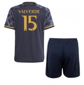 Real Madrid Federico Valverde #15 Uit tenue voor kinderen 2023-24 Korte Mouwen (+ broek)