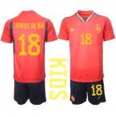 Spanje Jordi Alba #18 Thuis tenue voor kinderen WK 2022 Korte Mouwen (+ broek)